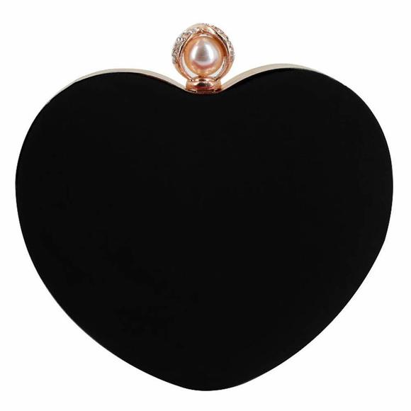 Heart Shape Clutch Bag Diamond & Pearl Messenger Shoulder Handbag Wedding xD - Picture 1 of 7